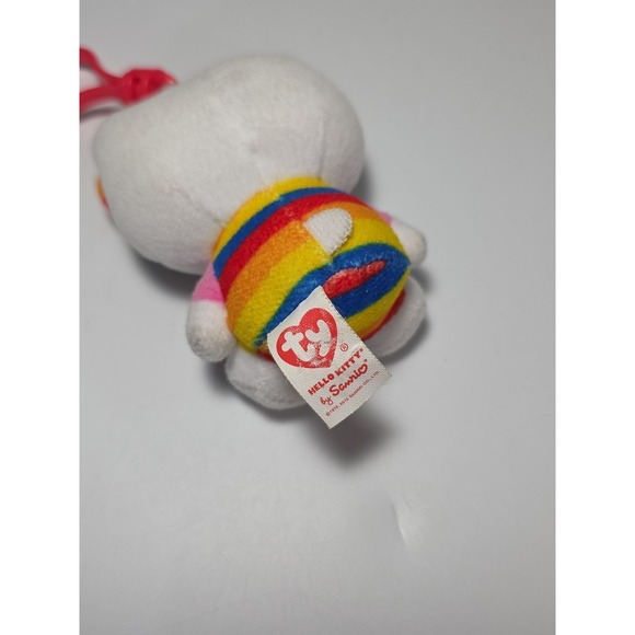Ty Hello Kitty Backpack Rainbow Theme Clip Beanie Babies Key Chain 3.5" tall - Picture 5 of 9